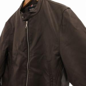 ライダースジャケット シングル フェイクレザー L 茶 ブラウン /UO