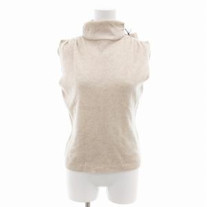 タグ付き ニット セーター タートルネック ウール カシミヤ混 ノースリーブ 9 アイボリー /FF