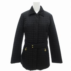 美品 キルティングコート ジャケット 中綿 ミドル ハーフ丈 38 黒 ブラック /AE