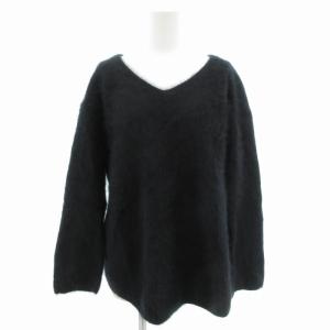 ニット セーター 長袖 プルオーバー Vネック ウール 黒 ブラック /GV