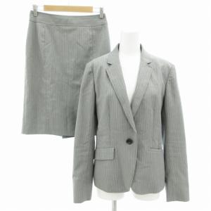 スーツ セットアップ 上下 テーラードジャケット タイトスカート 1B センターベント ひざ丈 ストライプ