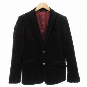 テーラードジャケット ベルベット  総裏地 サイドベンツ ダブル 2B 本切羽 M 黒 ブラック /AE