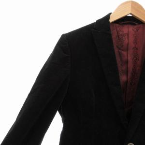 COMME CA MEN COMMECAMEN テーラードジャケット ベルベット  総裏地 サイドベンツ ダブル 2B 本切羽 M 黒 ブラック /AE