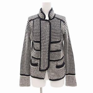 ニット ジャケット スタンドカラー ジップアップ F ネイビー ホワイト 紺 白 /JS