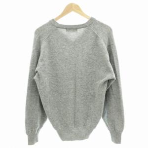 GOLDEN BEAR ニット セーター 長袖 Vネック プルオーバー 刺繍 ウール L グレー /GV