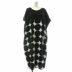 ワンピース マキシ ロング 半袖 水玉 日本製 高島縮 長方形衣 黒 ブラック 白 ホワイト /MP GY35