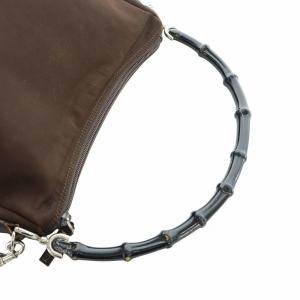 GUCCI バンブー ハンドバッグ ショルダー 2WAY ナイロンキャンバス ロゴ 茶 ブラウン 000 059 2404