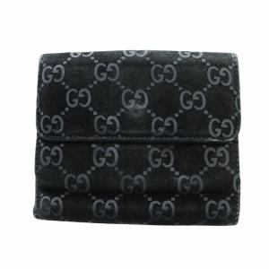 GUCCI 二つ折り財布 ウォレット GGロゴ スエード 黒 ブラック 035 2149 1974 GY35 /MQ