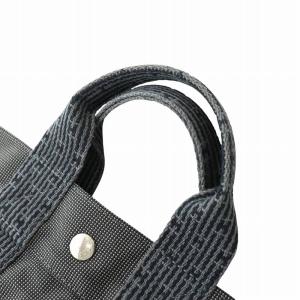 HERMES エールライン PM トートバッグ ハンド ロゴ キャンバス グレー GY35 /MQ OH