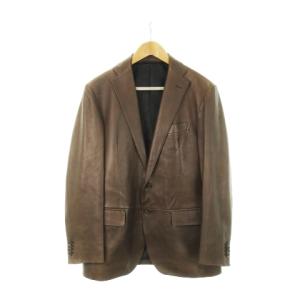 ラムレザージャケット テーラード ステッチ センターベント 本革 羊革 46 L 茶 ブラウン /AH24