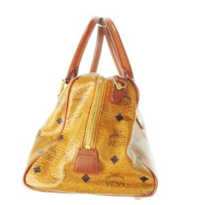 MCM ボストンバッグ ミニ ハンドバッグ レザー 革 ロゴプレート ロゴ 総柄 茶 ブラウン /CK7 GY35