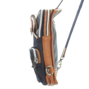 Orobianco ボディバッグ ショルダーバッグ レザー シルバー金具 ロゴ バイカラー 配色 紺 ネイビー /MN21