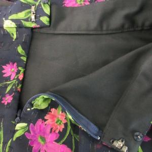 Viaggio Blu スカート フレア タック ミモレ ロング エアリー フラワー 花柄 2 M 紺 ネイビー /AH20 GY35