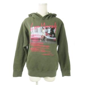 プルパーカー スウェット 長袖 プリント 裏起毛 小さいサイズ XS 緑 カーキ /AO17 GY35