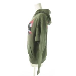 ZADIG & VOLTAIRE プルパーカー スウェット 長袖 プリント 裏起毛 小さいサイズ XS 緑 カーキ /AO17 GY35