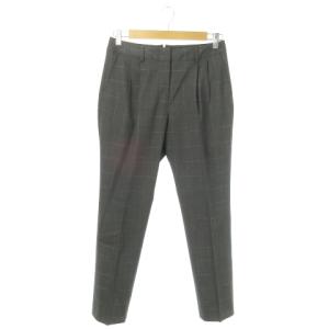パンツ スラックス テーパード アンクル ストレッチ タック チェック 40 L グレー /AO18 GY35