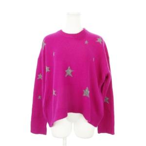 ニット セーター クルーネック 長袖 カシミヤ ラメ 星 スター 小さいサイズ XS 紫 パープル /AH13