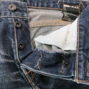 KURO BLACK デニムパンツ ジーンズ ストレート 赤耳 ダメージ加工 ウォッシュ加工 ボタンフライ 31