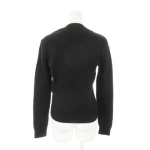 RALPH LAUREN ニット セーター Vネック 長袖 ウール カシミヤ混 ロゴ刺繍 ワンポイント L 黒 ブラック /AH16