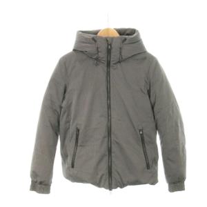 ダウンジャケット スタンドカラー フード ダブルジップ S グレー /AH22 GY35