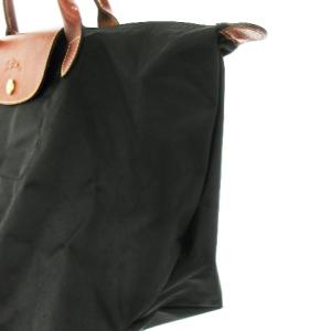 Longchamp トートバッグ ハンドバッグ ナイロン 切替 レザー ロゴ 折りたたみ可能 黒 ブラック /CK9 GY35