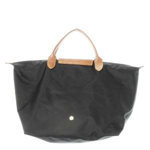 Longchamp トートバッグ ハンドバッグ ナイロン 切替 レザー ロゴ 折りたたみ可能 黒 ブラック /CK9 GY35