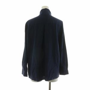 BALLSEY ブロックモチーフプリント ボウタイブラウス シャツ 長袖 絹 シルク100％ 38 ネイビー 11-01-34-01201