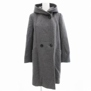 コート フード ロング丈 ウール アンゴラ混 40 グレー/UD