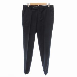 Tailoring House 美品 スラックス パンツ センタープレス 裾ダブル ウール 44 紺 /JS