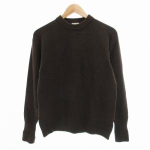 ニット セーター 長袖 クルーネック 茶 /JS