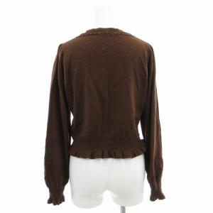 axes femme kawaii カーディガン ニット レース パールボタン リボン M 茶 ブラウン /GV
