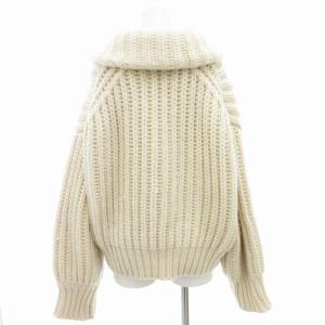 MILA OWEN MILAOWEN ビッグカラー ローゲージ カウチンニット ジャケット ジップアップ F 白 ホワイト 09WNJ215081