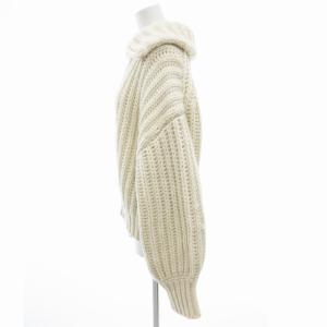 MILA OWEN MILAOWEN ビッグカラー ローゲージ カウチンニット ジャケット ジップアップ F 白 ホワイト 09WNJ215081