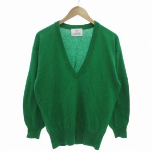 WOOL&CASHMERE 美品 ウールカシミヤ天竺ディープVネックニット ウォッシャブル セーター 長袖