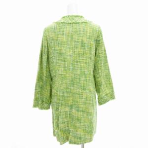 ROPE Picnic タグ付き ツイード ノーカラー コート ミドル 40 緑 グリーン 黄 イエロー /GV
