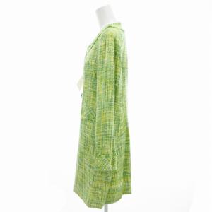 ROPE Picnic タグ付き ツイード ノーカラー コート ミドル 40 緑 グリーン 黄 イエロー /GV