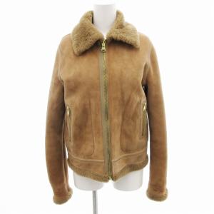 リバーシブル ムートンジャケット ジップアップ ボア 36 茶 /JS