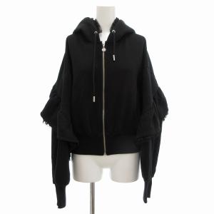美品 バックフリルフーディー 裏起毛 F 黒 ブラック VR0202 /UO