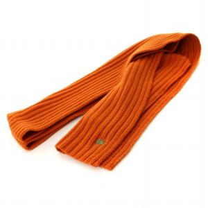 LACOSTE マフラー ストール 大判 ロゴ刺繍 ニット オレンジ /MM MT