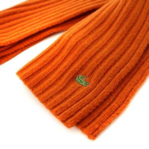 LACOSTE マフラー ストール 大判 ロゴ刺繍 ニット オレンジ /MM MT