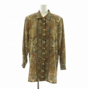 シャツ ブラウス 柄 長袖 ヴィンテージ 9R ブラウン /NQ MT