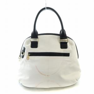 muta ハンドバッグ ショルダー 2WAY タグ付き レザー 裏地ストライプ柄 白 ホワイト MUGB-8EM