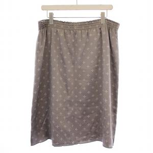 NUMBER (N)INE フレアスカート ひざ丈 クロスドット柄 シルク 0 XS グレー /BM MT