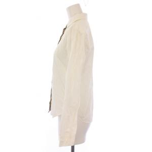 BURBERRY BLUE LABEL シャツ ブラウス 長袖 ロゴ刺繍 ノバチェック 38 白 FE539-101 /BMMT