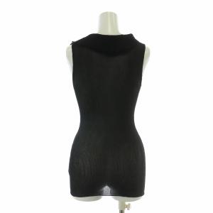 DOLCE&GABBANA カットソー ノースリーブ Vネック ストレッチ 薄手 フリル 44 黒 ブラック /BB MA MT