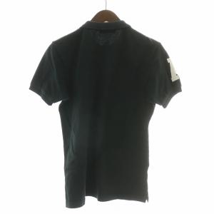 A BATHING APE ポロシャツ 半袖 レギュラーカラー ハーフボタン ロゴ 刺繍 鹿の子 S 黒 ブラック /BB MA MT