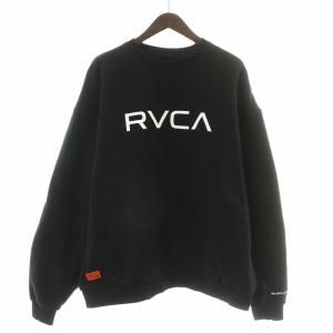 スウェット トレーナー 長袖 クルーネック ストレッチ ロゴ プリント 裏起毛 L 黒 ブラック BB042-002