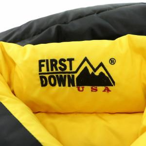 FIRST DOWN FIRSTDOWN ダウンコート スタンドカラー アウター ロング丈 ロゴ 刺繍 L 黒 ブラック /BB MA MT