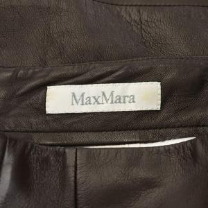 Max Mara 白タグ タイトスカート ロング レザー 42 茶 ブラウン /AN36 MT
