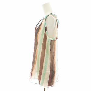 MARNI シャツ ブラウス ノースリーブ ボーター柄 シルク 絹 40 マルチカラー オレンジ 水色 ライトブルー